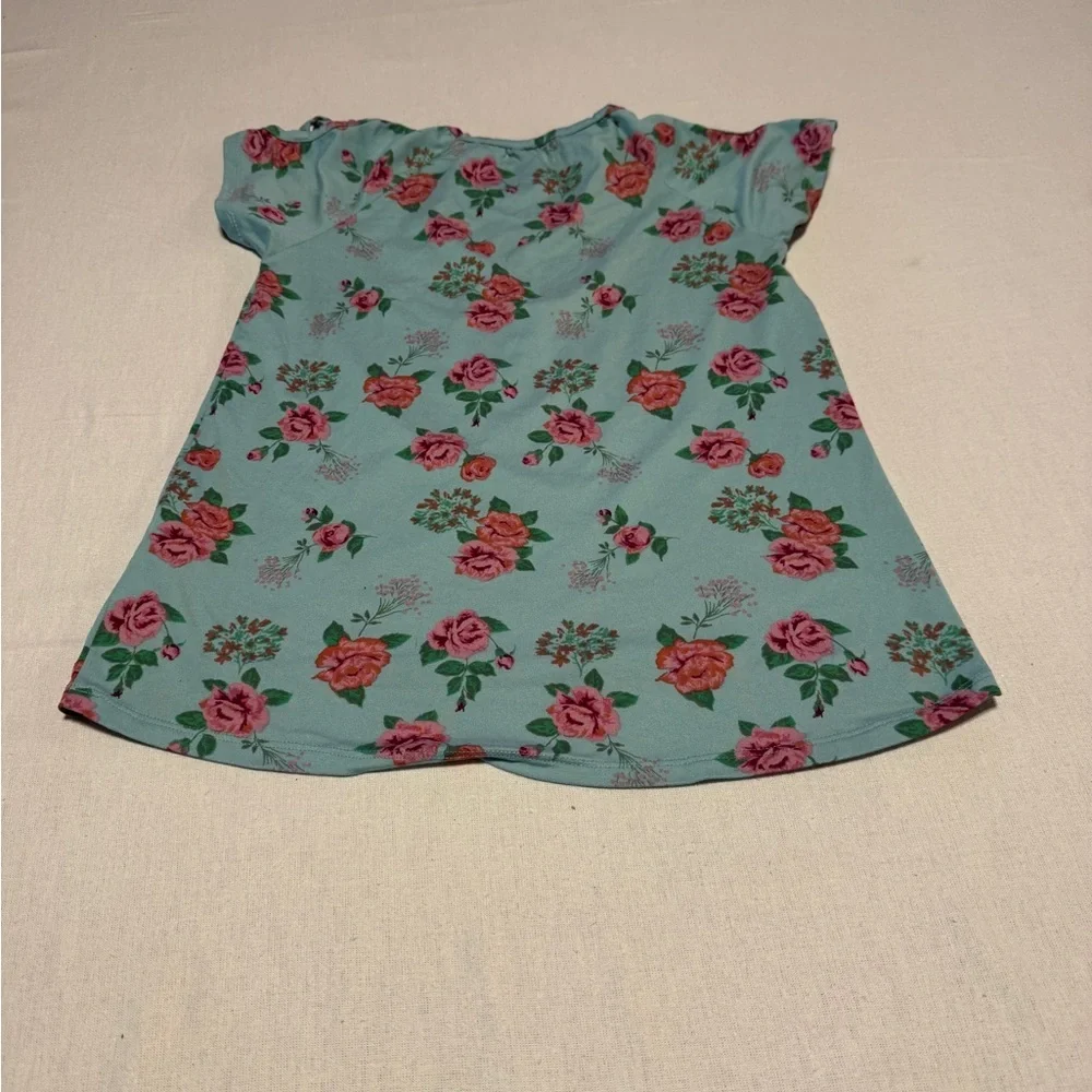 Between Girls Size 12 Floral Kids Shirt - Blue and Pink‎